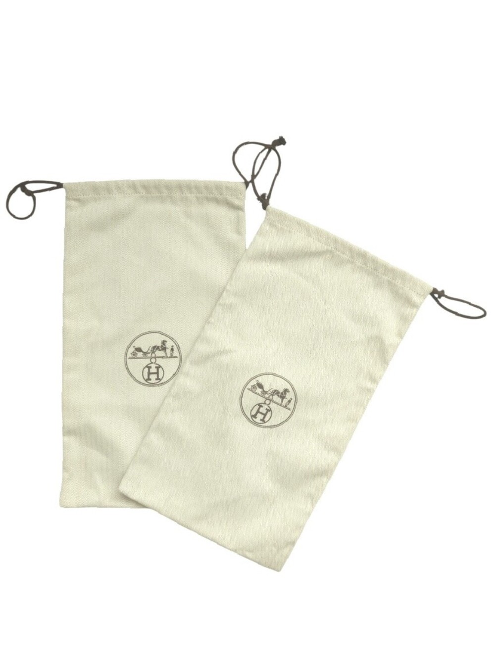 HERMES Beige Herringbone Dust Bags - Set of 2 New Authentic
